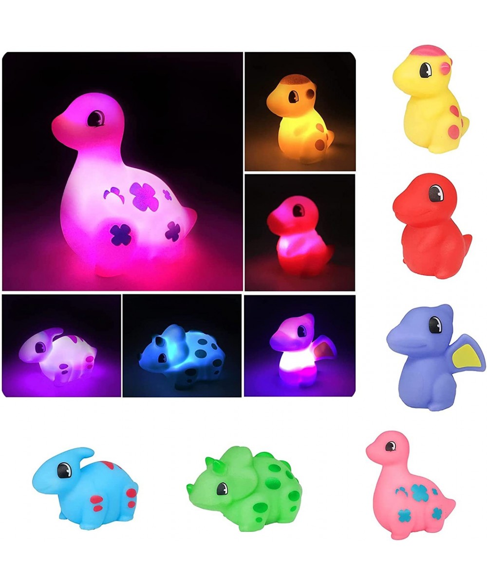 Baby Toys 6 Packs Light Up Dinosaur Bath Toys Floating Rubber Water Toys for Toddlers 1-3 Pool Bathtub Shower Toys for Kids P...