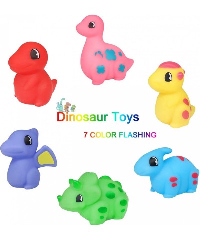 Baby Toys 6 Packs Light Up Dinosaur Bath Toys Floating Rubber Water Toys for Toddlers 1-3 Pool Bathtub Shower Toys for Kids P...