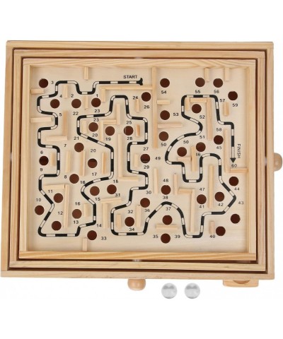 Games Large Wooden Labyrinth 12.8" x 11.2" Tilt Maze Game Wooden Maze Board Steel Ball Balances Maze Board Game Educational T...