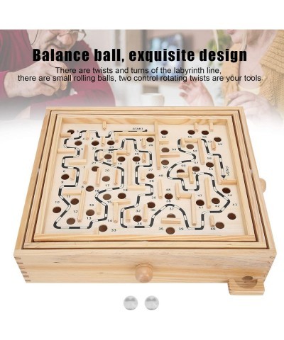 Games Large Wooden Labyrinth 12.8" x 11.2" Tilt Maze Game Wooden Maze Board Steel Ball Balances Maze Board Game Educational T...