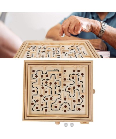 Games Large Wooden Labyrinth 12.8" x 11.2" Tilt Maze Game Wooden Maze Board Steel Ball Balances Maze Board Game Educational T...