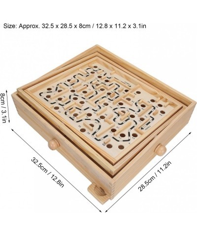 Games Large Wooden Labyrinth 12.8" x 11.2" Tilt Maze Game Wooden Maze Board Steel Ball Balances Maze Board Game Educational T...