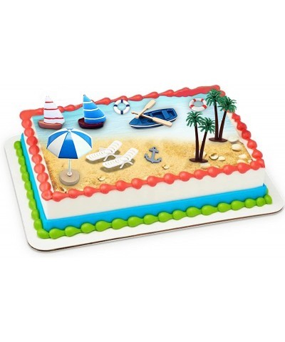 Summer Ocean Cake Toppers Beach Chair Umbrella Cake Decoration Summer Beach Cake Toppers Tropical Hawaiian Theme Party Decora...