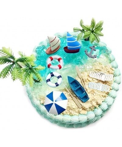 Summer Ocean Cake Toppers Beach Chair Umbrella Cake Decoration Summer Beach Cake Toppers Tropical Hawaiian Theme Party Decora...