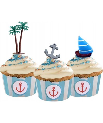 Summer Ocean Cake Toppers Beach Chair Umbrella Cake Decoration Summer Beach Cake Toppers Tropical Hawaiian Theme Party Decora...