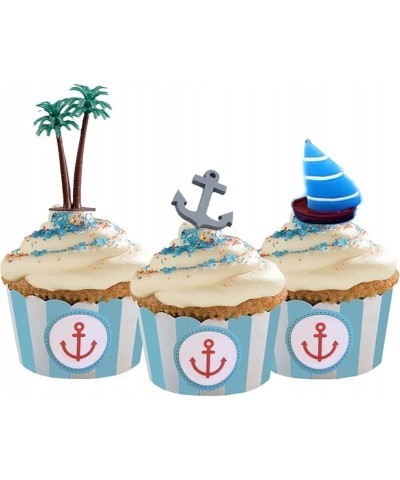 Summer Ocean Cake Toppers Beach Chair Umbrella Cake Decoration Summer Beach Cake Toppers Tropical Hawaiian Theme Party Decora...