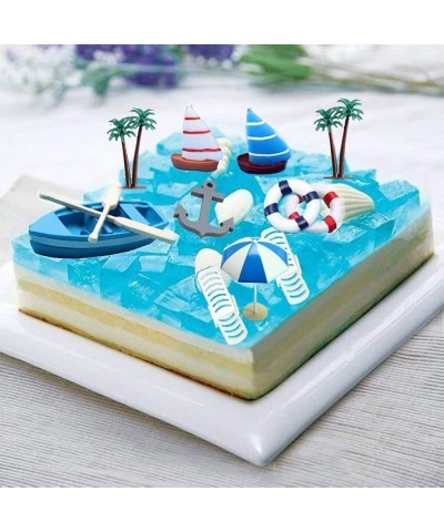 Summer Ocean Cake Toppers Beach Chair Umbrella Cake Decoration Summer Beach Cake Toppers Tropical Hawaiian Theme Party Decora...