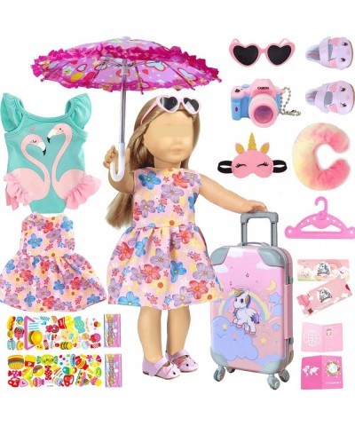 18-inch-Doll-Clothes and Accessories - Doll-Travel-Suitcase Play Set Including Luggage 2 Sets of Doll-Clothes and Shoes Umbre...