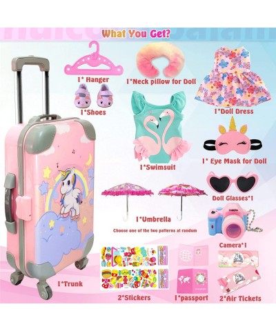 18-inch-Doll-Clothes and Accessories - Doll-Travel-Suitcase Play Set Including Luggage 2 Sets of Doll-Clothes and Shoes Umbre...