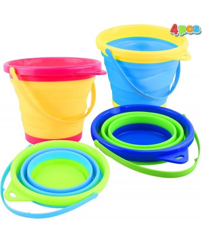 4 Collapsible Buckets & Basket for Kid 2L Foldable Round Tub Portable Pail for Summer Beach Camping Gear Water Fishing and Fu...