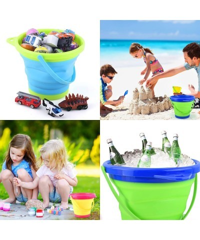 4 Collapsible Buckets & Basket for Kid 2L Foldable Round Tub Portable Pail for Summer Beach Camping Gear Water Fishing and Fu...