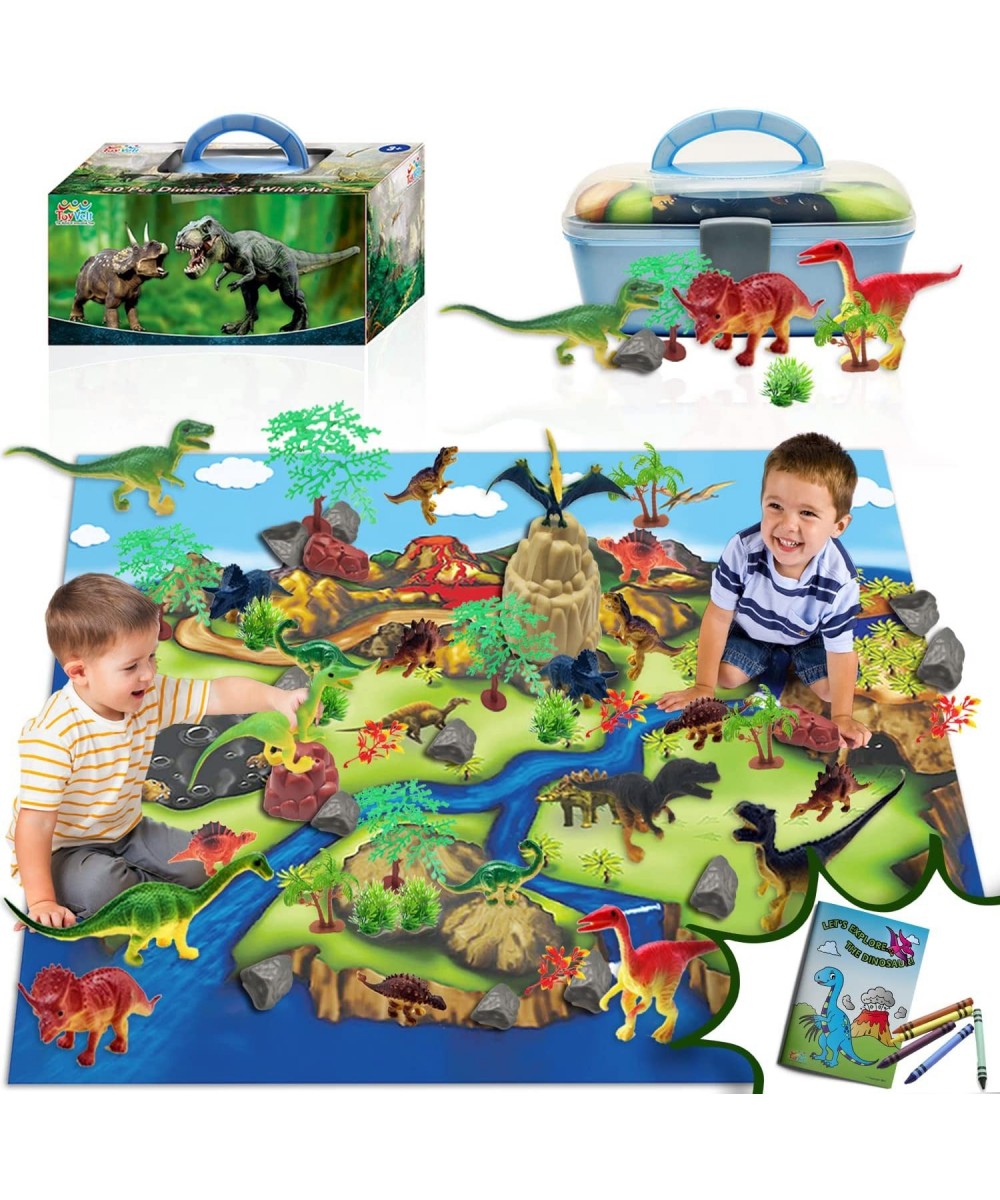 Dinosaur Play Set Dinosaur Toys Includes 20 Realistic Dinosaurs 29 Trees & Rocks PlayMat and Beautiful Container to Create a ...