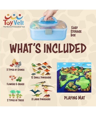 Dinosaur Play Set Dinosaur Toys Includes 20 Realistic Dinosaurs 29 Trees & Rocks PlayMat and Beautiful Container to Create a ...