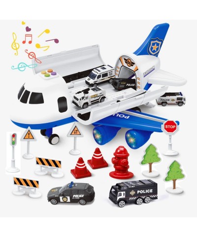 Airplane Toys with 6 Police Die-cast Toy Cars and Accessories Police Airplane Play Vehicle Set for Kids Gifts Toys for 3 4 5 ...