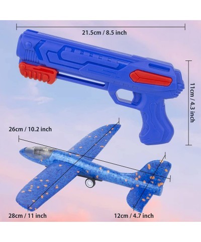 4 Pack LED Airplane Toy with Launcher 11'' Foam Glider Catapult Plane 2 Flight Modes Flying Glider Plane for Kids Outdoor Spo...