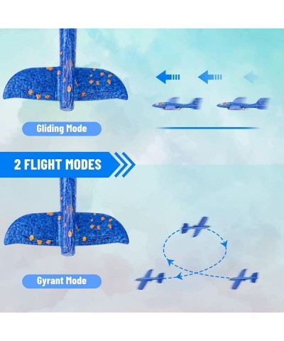 4 Pack LED Airplane Toy with Launcher 11'' Foam Glider Catapult Plane 2 Flight Modes Flying Glider Plane for Kids Outdoor Spo...