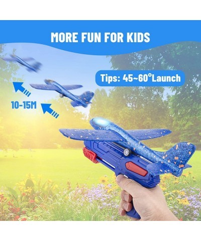 4 Pack LED Airplane Toy with Launcher 11'' Foam Glider Catapult Plane 2 Flight Modes Flying Glider Plane for Kids Outdoor Spo...