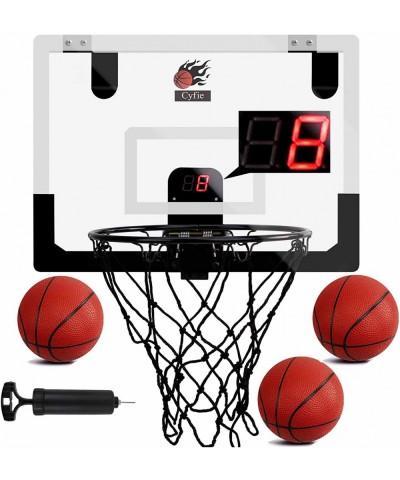 Indoor Basketball Hoop Mini Door Basketball Hoop Over The Door Backboard Rim with Scoreboard and Sounds for Kids Adults 3 Bal...