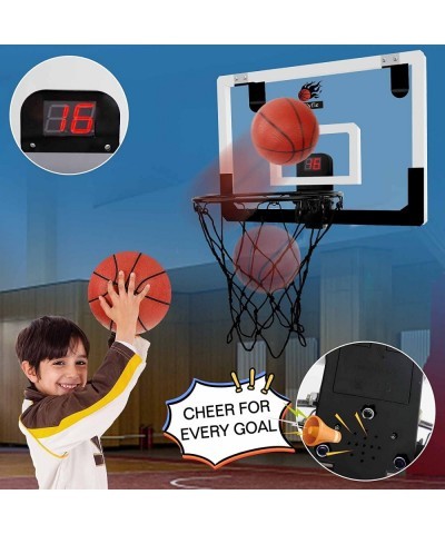 Indoor Basketball Hoop Mini Door Basketball Hoop Over The Door Backboard Rim with Scoreboard and Sounds for Kids Adults 3 Bal...