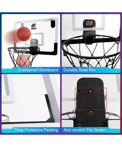 Indoor Basketball Hoop Mini Door Basketball Hoop Over The Door Backboard Rim with Scoreboard and Sounds for Kids Adults 3 Bal...