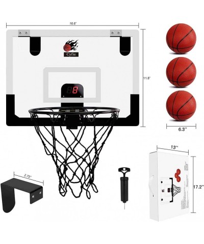 Indoor Basketball Hoop Mini Door Basketball Hoop Over The Door Backboard Rim with Scoreboard and Sounds for Kids Adults 3 Bal...