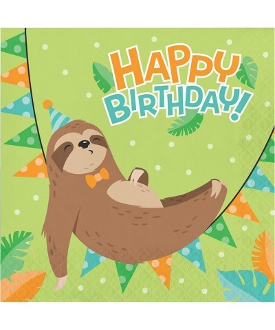 Sloth Party Happy Birthday Napkins 16 ct Multicolor 6.5 $13.83 Kids' Party Tableware