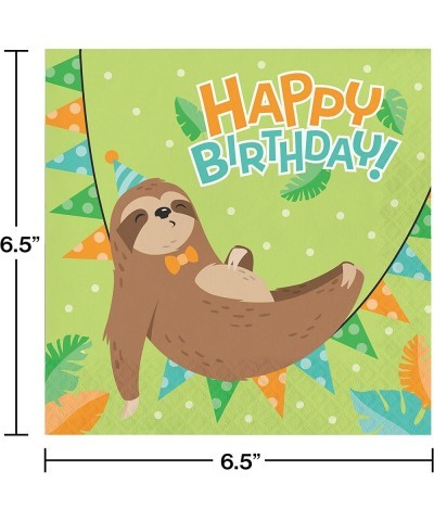 Sloth Party Happy Birthday Napkins 16 ct Multicolor 6.5 $13.83 Kids' Party Tableware