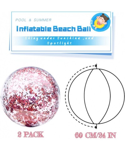 2Pack Beach Ball Jumbo Pool Games Ball Giant Glitter Inflatable Clear Beach Ball Water Play Toys Balls Beach Party Decoration...