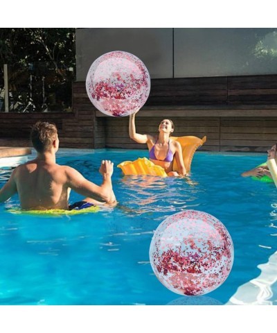 2Pack Beach Ball Jumbo Pool Games Ball Giant Glitter Inflatable Clear Beach Ball Water Play Toys Balls Beach Party Decoration...