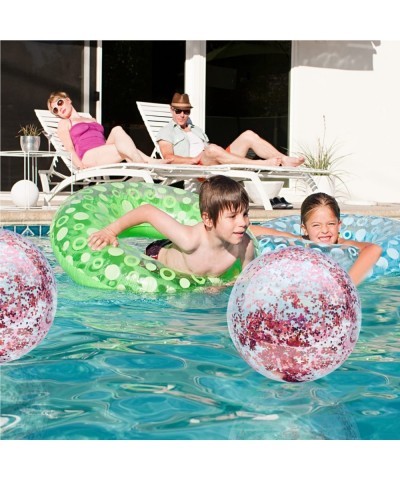 2Pack Beach Ball Jumbo Pool Games Ball Giant Glitter Inflatable Clear Beach Ball Water Play Toys Balls Beach Party Decoration...