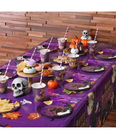 Pieces Halloween Birthday Party Set Banner Tablecloths Plates Cups Napkins Tableware Decorations for Kids Girls Boys Supplies...