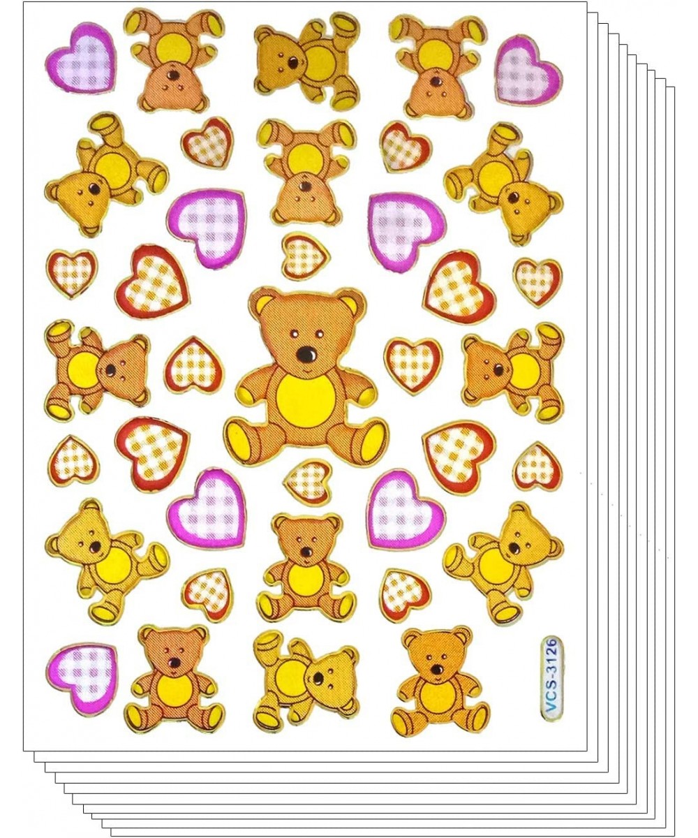 Teddy Bear 10 Sheets Colorful Teddy Bear with Heart Decorative Sticker Scrapbook Stickers Reflective Stickers - Stickers for ...