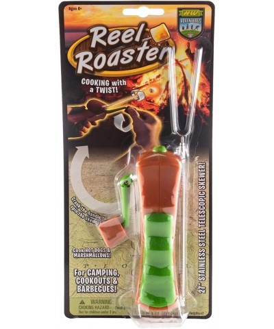 Reel Roaster 27" - For Marshmallows Hot Dogs Camping Barbeques Fire Pits & More - Stainless Steel Extendable Rotating Skewer ...