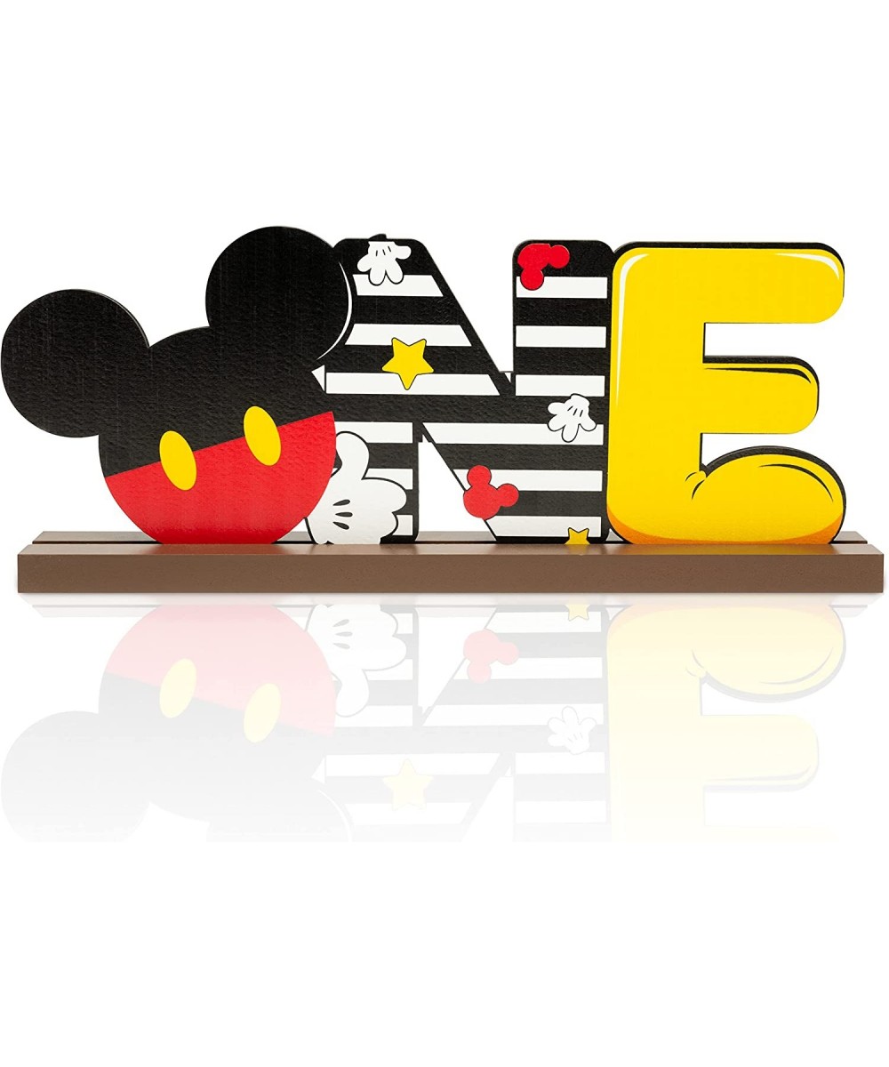 Letter ONE Sign Wooden Table Centerpieces Cartoon Mouse 1st Birthday Party Supplies Table Decoration One Year Old Birthday Wo...