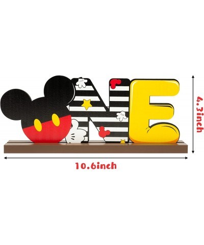 Letter ONE Sign Wooden Table Centerpieces Cartoon Mouse 1st Birthday Party Supplies Table Decoration One Year Old Birthday Wo...