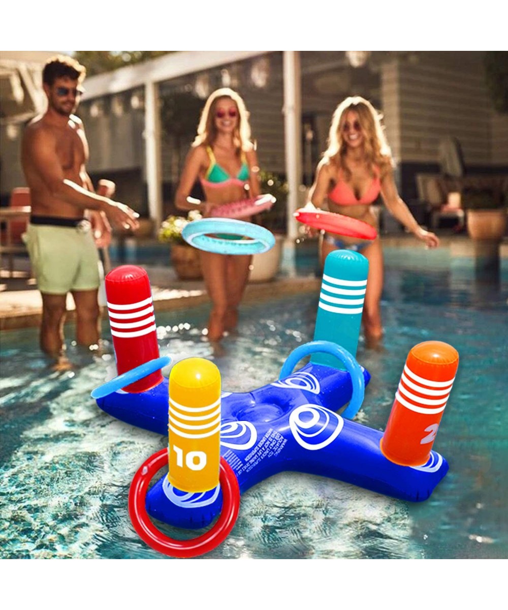 Inflatable Pool Ring Toss Pool Game Toys Floating Swimming Pool Ring with 4 Pcs Rings for Multiplayer Water Pool Game Kid Fam...