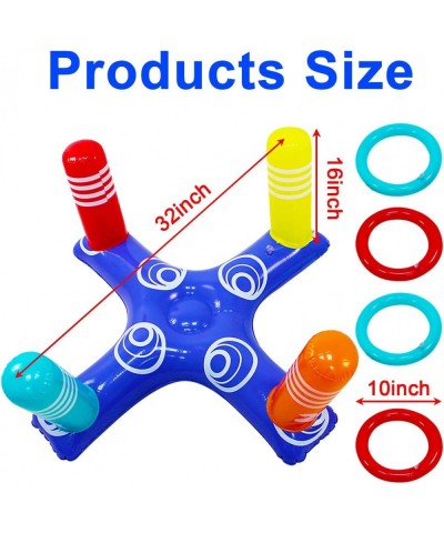 Inflatable Pool Ring Toss Pool Game Toys Floating Swimming Pool Ring with 4 Pcs Rings for Multiplayer Water Pool Game Kid Fam...