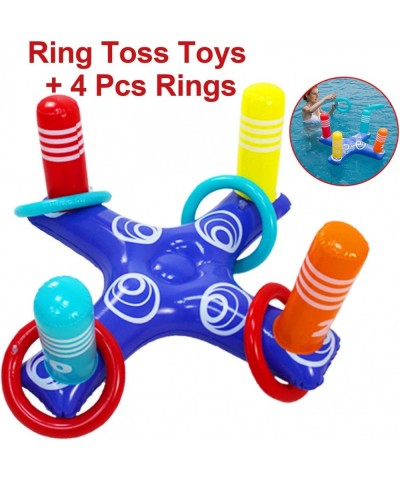 Inflatable Pool Ring Toss Pool Game Toys Floating Swimming Pool Ring with 4 Pcs Rings for Multiplayer Water Pool Game Kid Fam...