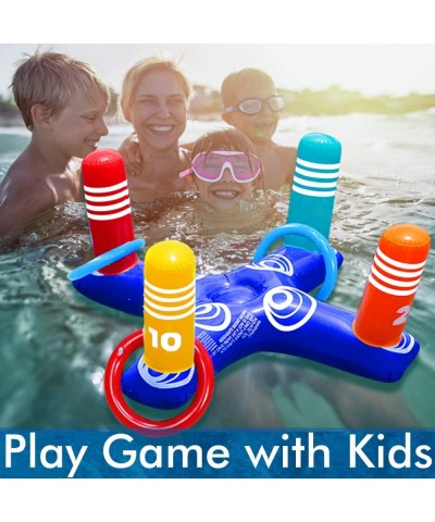 Inflatable Pool Ring Toss Pool Game Toys Floating Swimming Pool Ring with 4 Pcs Rings for Multiplayer Water Pool Game Kid Fam...