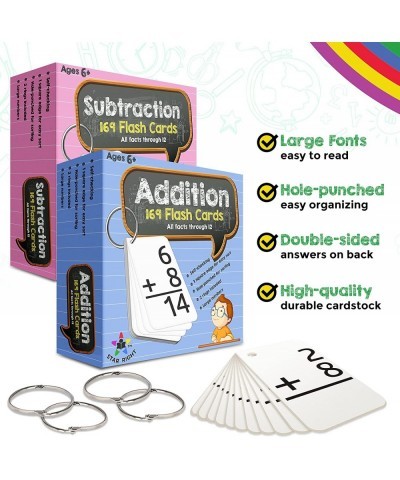 Addition and Subtraction Flashcards with 4 Metal Binder Rings - 338 Self Checking Flashcards - for Ages 6 and Up $46.19 Educa...