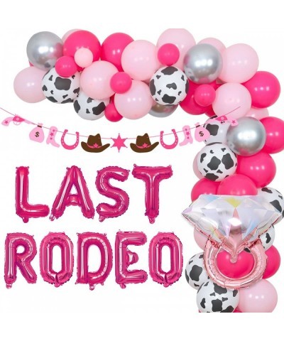 Western Theme Last Rodeo Bachelorette Party Decorations - Balloon Garland Arch Kit Pink with Cowgirl Garland Last Rodeo Ring ...