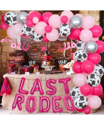 Western Theme Last Rodeo Bachelorette Party Decorations - Balloon Garland Arch Kit Pink with Cowgirl Garland Last Rodeo Ring ...