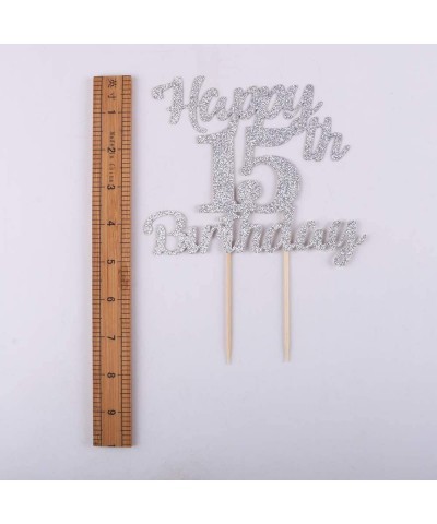 15th Birthday Cake Topper for Happy Birthday 15 Silver Flash 15th Cake Topper Happy Birthday Cake Topper Cake Ornament (15th)...