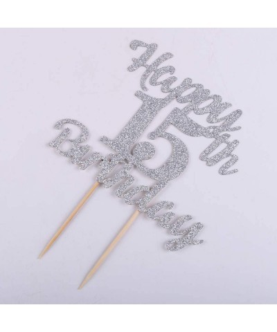 15th Birthday Cake Topper for Happy Birthday 15 Silver Flash 15th Cake Topper Happy Birthday Cake Topper Cake Ornament (15th)...