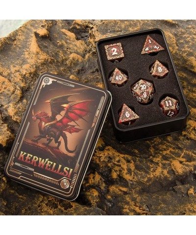 DND Metal?Dice?Set with Gift Box 7 Pcs D and D D+D?RPG Role?Playing Table Game Dice Dungeons?and?Dragons D&D Dice Sets D20 D1...