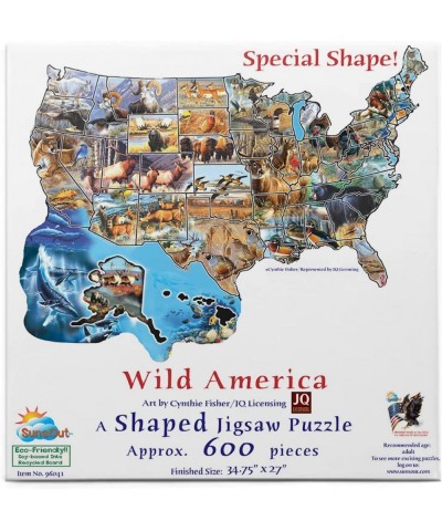 Wild America 600 pc Shaped Jigsaw Puzzle by SunsOut $42.43 Jigsaw Puzzles