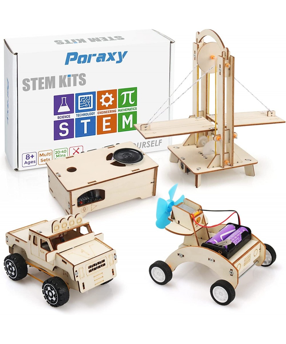 4 Set STEM Kits Science Experiment STEM Projects for Kids Age 8-12 Model Car Kit Educational Building Kits 3D Wooden Puzzles ...