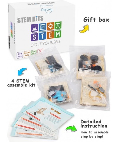 4 Set STEM Kits Science Experiment STEM Projects for Kids Age 8-12 Model Car Kit Educational Building Kits 3D Wooden Puzzles ...