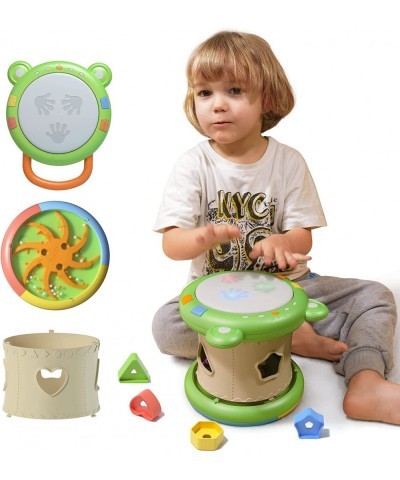 Baby Drum 3 in1 Baby Light Up Toys with Sounds Musical Toys for Toddlers 1-3 Baby Musical Toys for Girls Boys Green Toddler D...