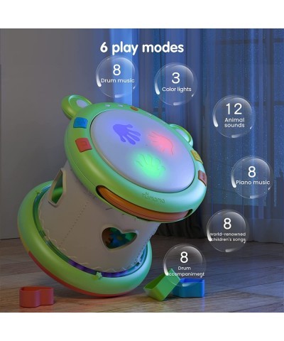 Baby Drum 3 in1 Baby Light Up Toys with Sounds Musical Toys for Toddlers 1-3 Baby Musical Toys for Girls Boys Green Toddler D...